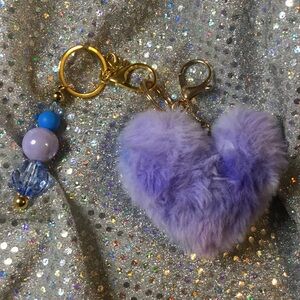 Purple Heart Fur Keychain